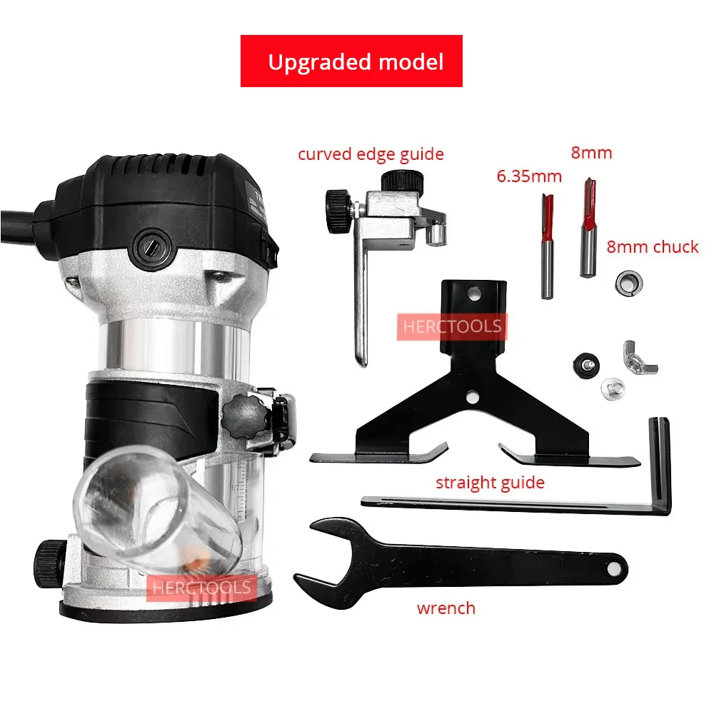 Compact Router Tools for Woodworking,110v/220v Fixed Base Wood Router 65mm Electric Milling Machine Palm Laminate Trimmer
