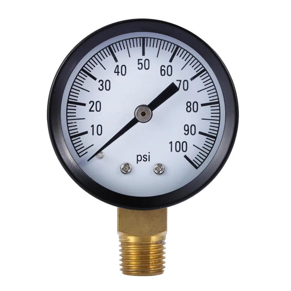 0-100 PSI Air Pressure Gauge Meter 50mm Dial Face Hydraulic Tester Manometer Vacuum Pressure Gauge for Air Water Oil Gas