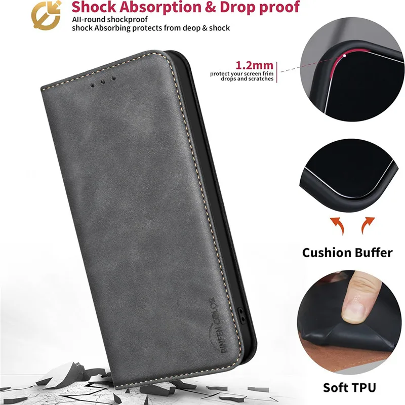 Luxury Magnetic Flip Leather Wallet Phone Case with Anti-Theft Design
