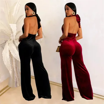 European and American fashion women's clothing sexy deep V big halter high waist casual