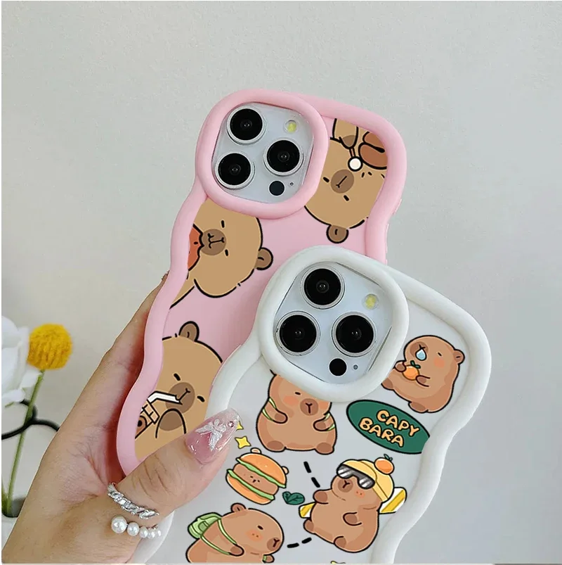 Adorable Cute Capybara Wave Side Phone Case Cover