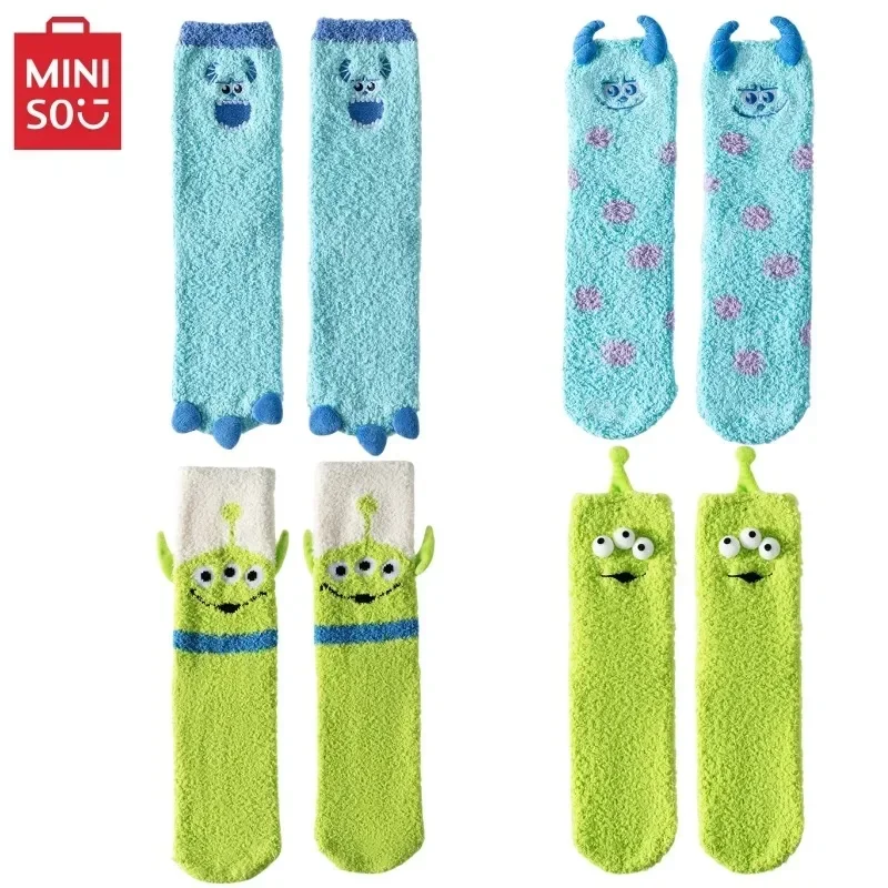 

MINISO Kawaii Disney Alien плюшевый Салливан носки мультфильм Осень Зима утолщенные домашние носки Kawaii для мальчиков девочек Теплые носки подарок