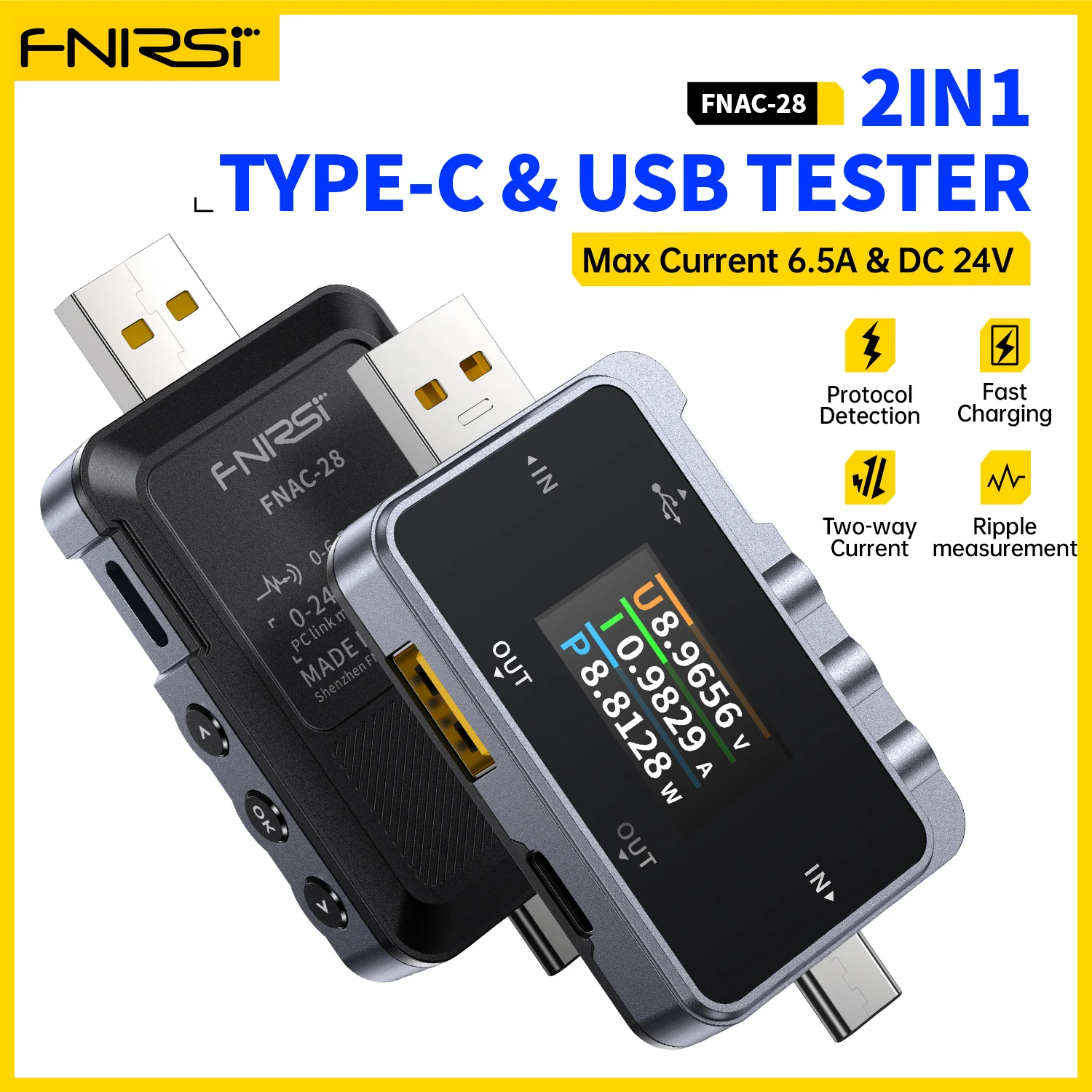 Digital Multimeter Multimeter Tester Voltage Meter Tester FNIRSI FNAC-28 2 IN 1