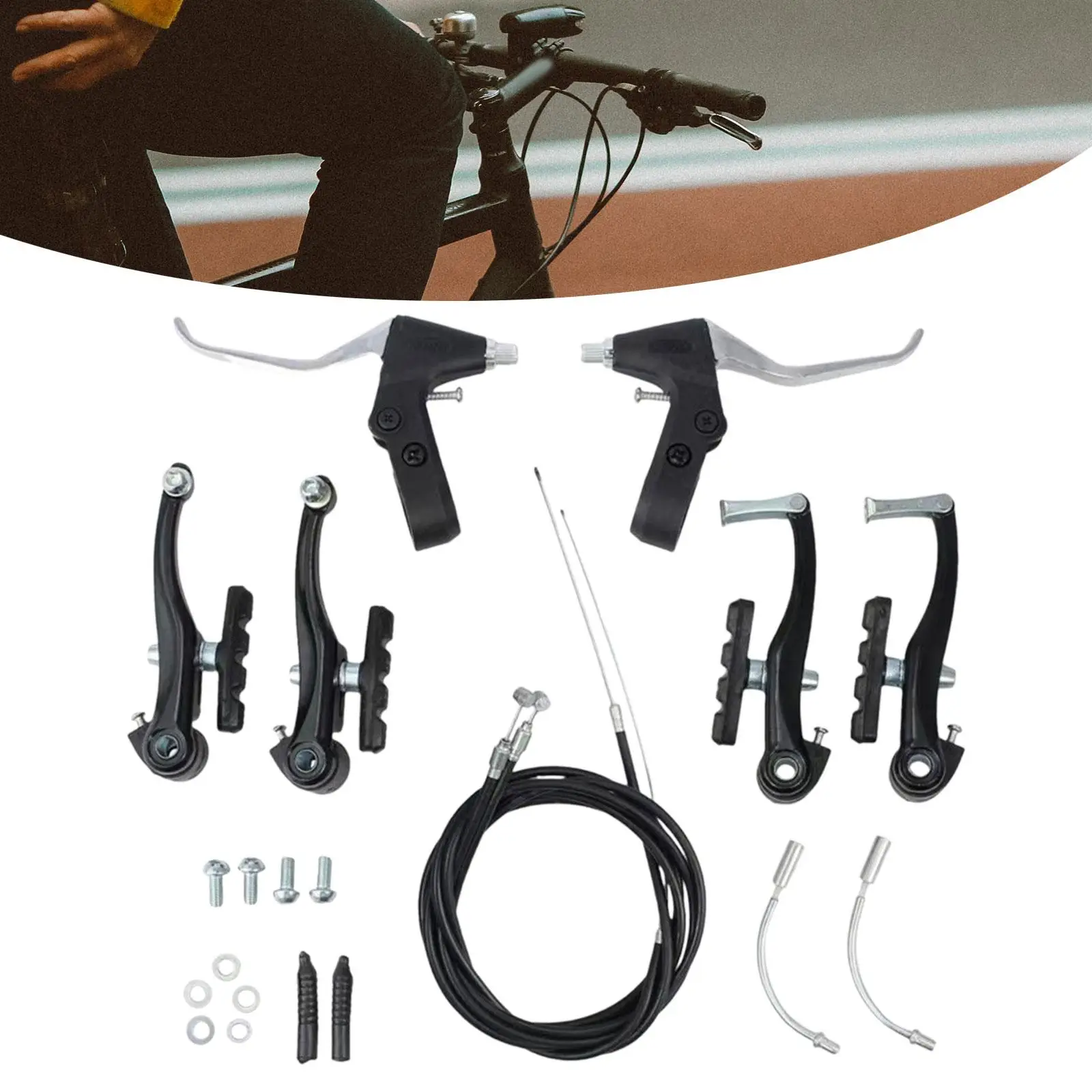 Bicycle V Brake Parts Brake Caliper Front and Rear Brake Cable Replacement Part for Mountain Bike