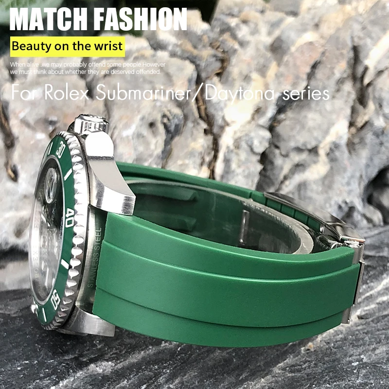 Cinturino In Gomma Naturale 18Mm 19Mm 20Mm 21Mm Per Rolex Submariner Daytona Yatch Master Oyester Datejust Cinturino Per Orologio In Silicone