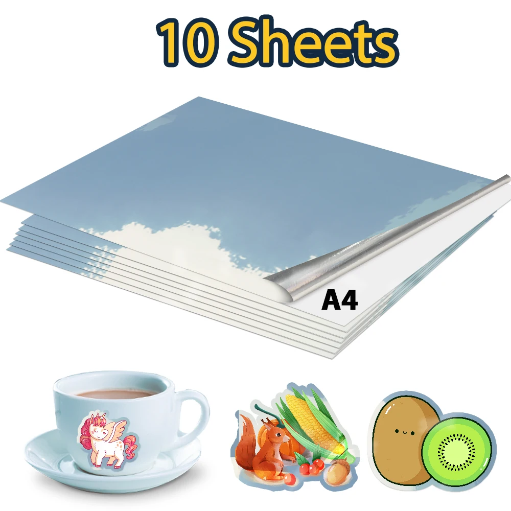 10 Sheets Waterproof Printable Vinyl Sticker Paper A4 Silver ...
