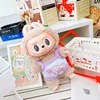 17cm Cute Mini Plush Doll's Clothes Outfit Accessories for Labubu Dolls T-shirt Sling Jumpsuit Jacket Fans Gift 6
