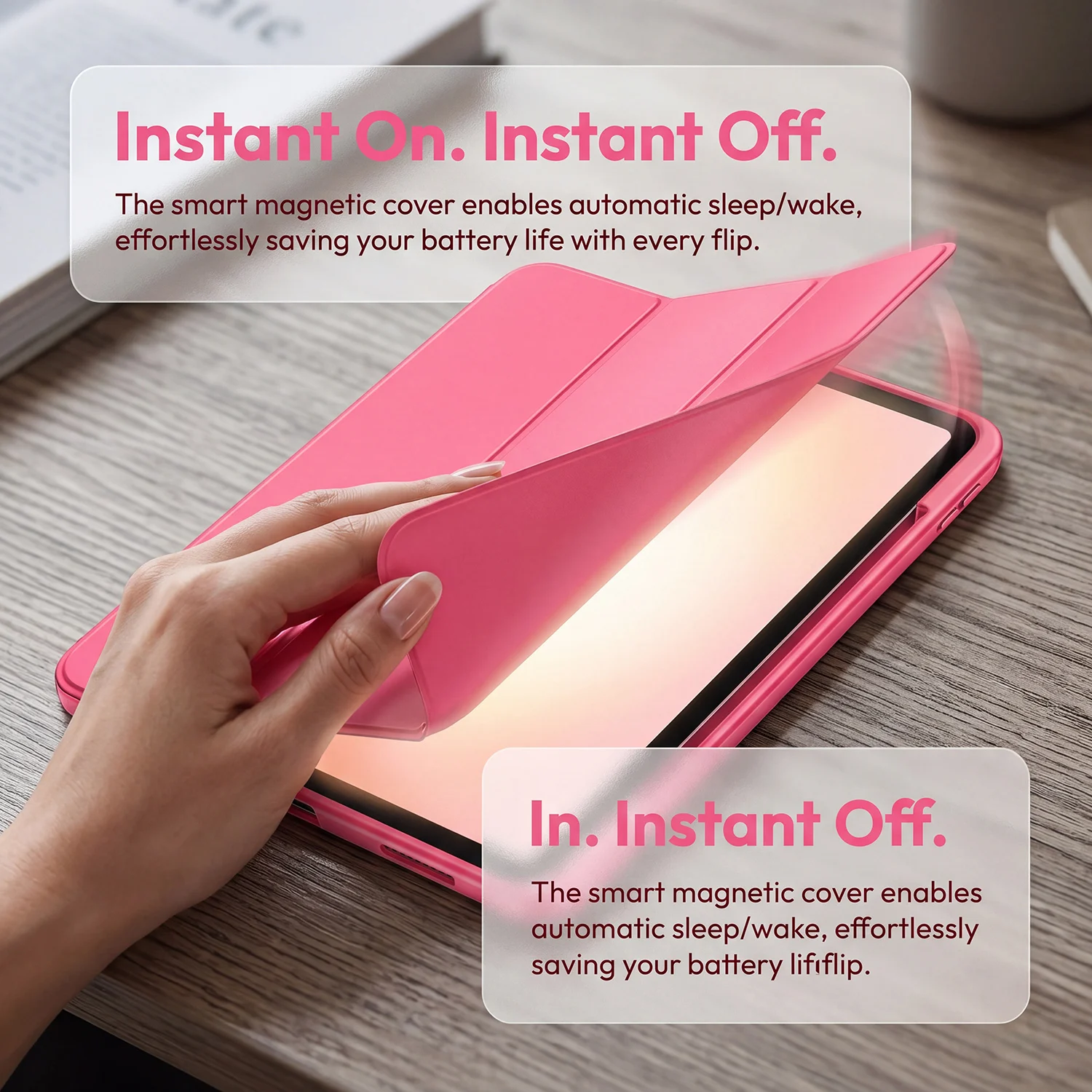 Magnetic Flip Smart Cover with Pencil Holder