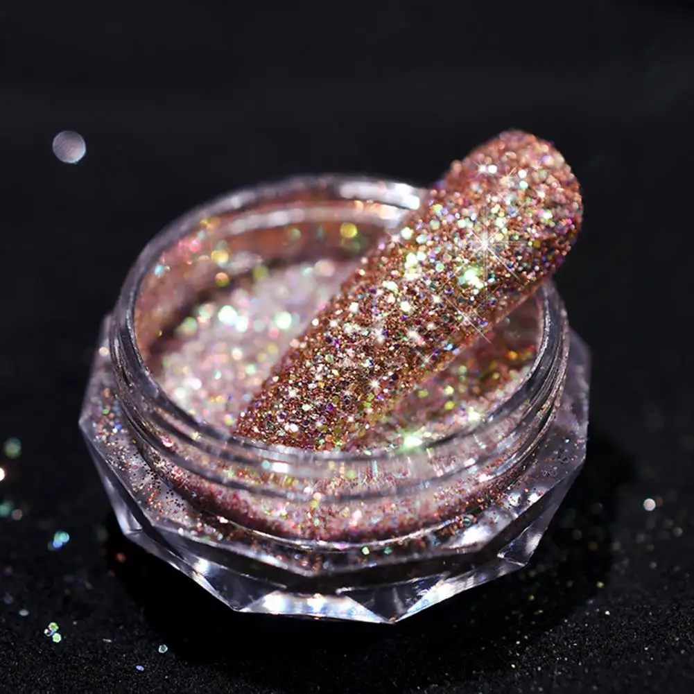 Practical Nail Powder Healthy Wide Application Natural Ingredient Iridescent Shiny Nail Art Powder
