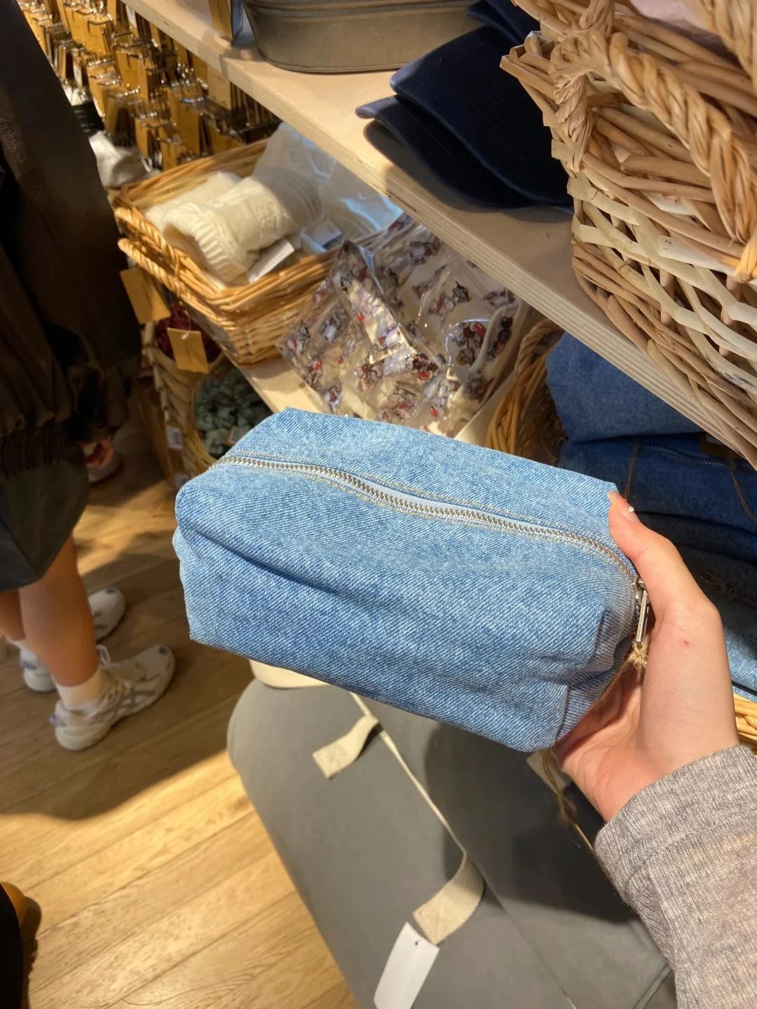Blue Vintage Denim Makeup Bag Women Solid Zipper Student Pencil Bag Casual Simple Sweet High Quality Mini Bags Y2k 3