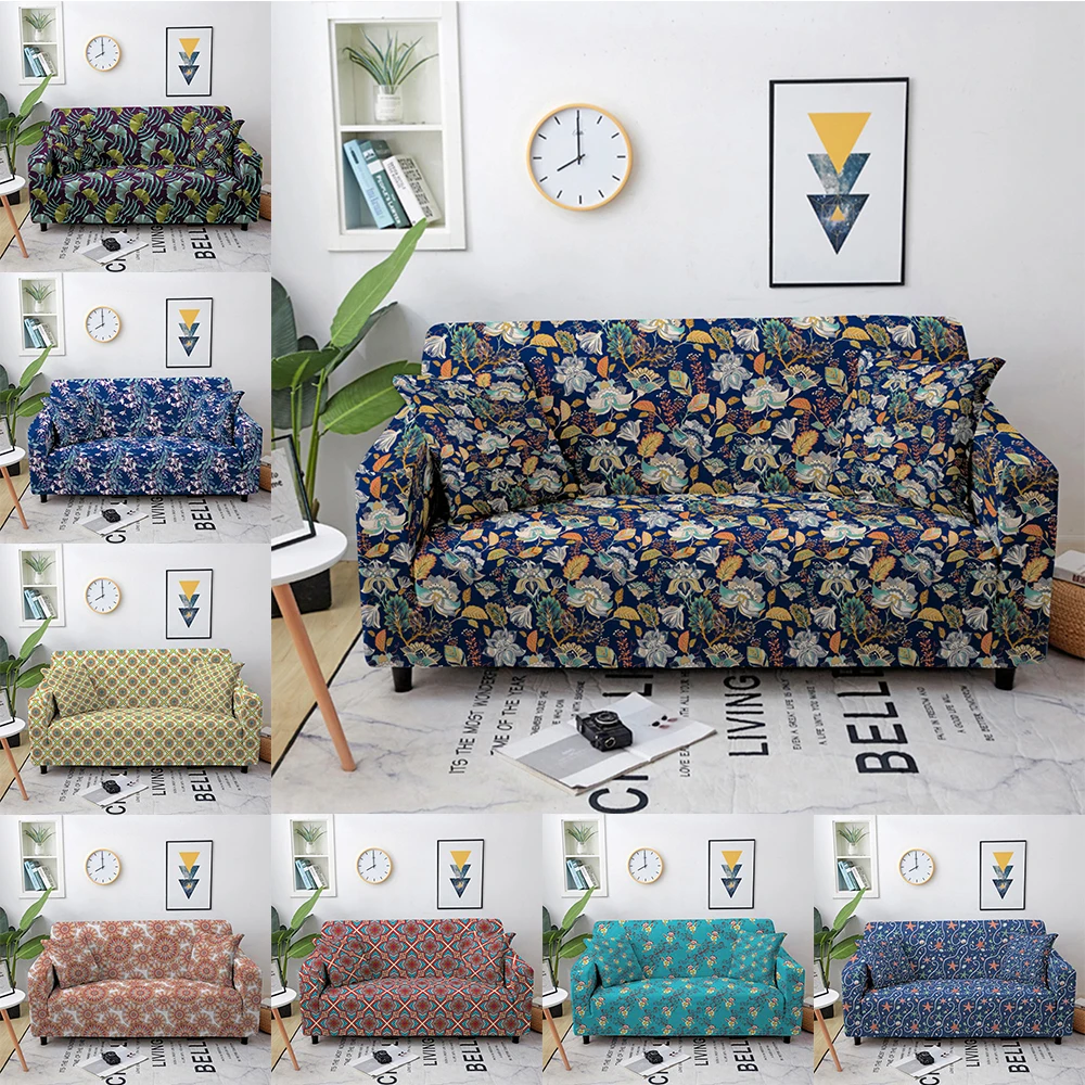 

Flowers Print Sofa Cover Elastic Sofa Slipcover For Living Room Stretch Couch Covers All-inclusive Sofa Protector 1/2/3/4 Seater