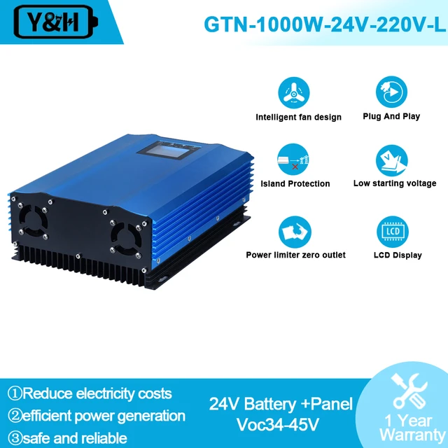 Y&h 1000w Grid Tie Inverter Power Limiter Lcd Display Dc26-45v Ac230v Pure  Sine Wave Output For 24v 36v Solar Panel/24v Battery - Solar Inverters -  AliExpress