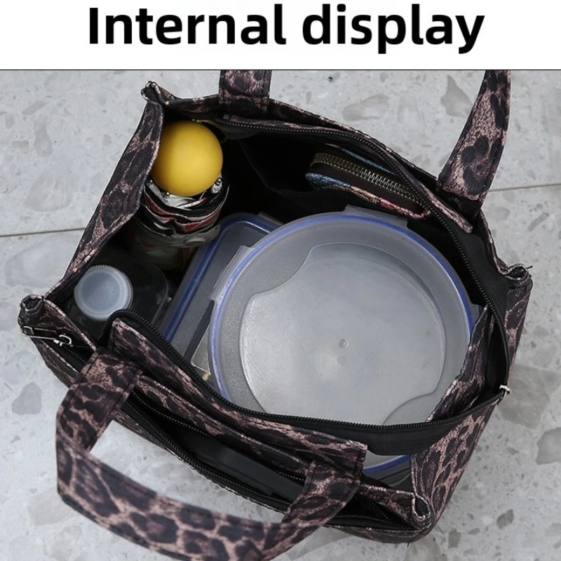 Thickened Nylon Fabric Lunch Bag with Aluminum Foil Inner Large Capacity Portable Lunch Box Storage Bag for Work Picnic School