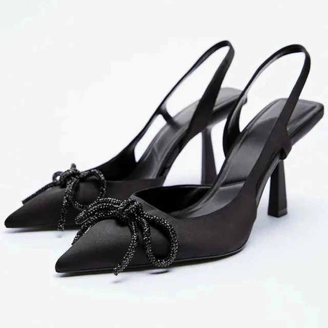 Shoes For Women 2022 Sandals ZARZ Luxury Brand Summer Fashion Transparentes Rhinestones Pointed Heeled Slippers Woman Sexy Pumps Black 02