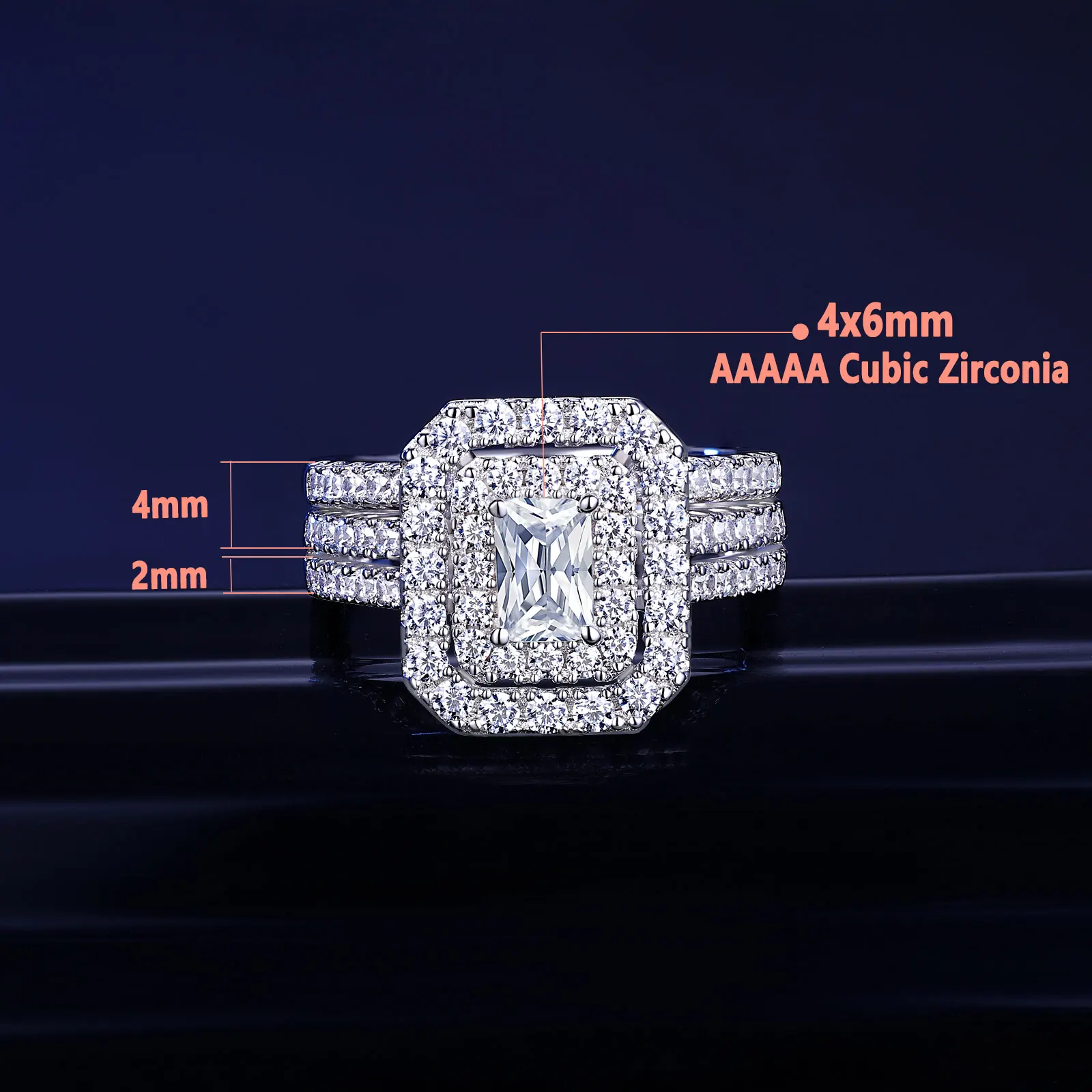 Civil War Era Wedding Ring - Newshe Jewellery Bridal Set With Diamond Gem Type Princess Radiant Cut Design 925 Sterling Silver Material