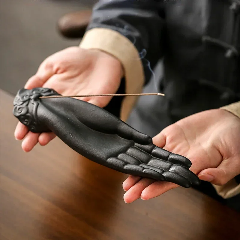 

Керамический держатель для благовоний в форме руки Будды, креативная печь для ароматерапии, домашние помещения, храмы, буддийские залы, Офисные инструменты для благовоний