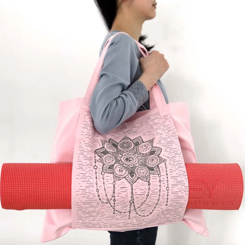 Yoga / Pilates Mat Carry Bag With Shoulder Strap French Toile De Jouy
