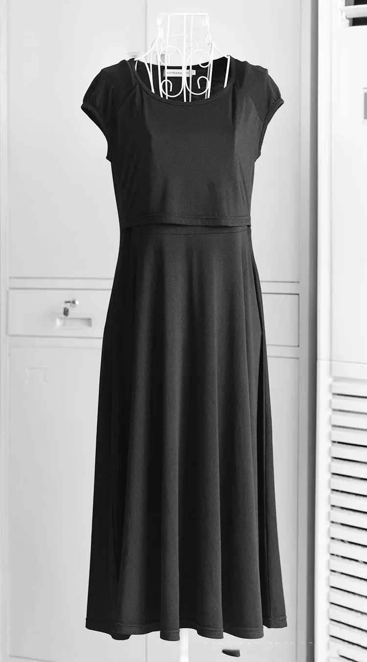 

2022 New Maternity Dress Short Sleeve black