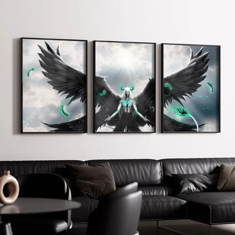 B-bleach Ulquiorra Cifer 그림 서예 3 패널 캔버스 포스터 HD 벽 예술 그림 방 장식