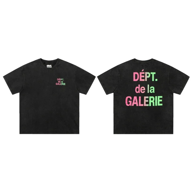 

2024 GALLERY DEPT Retro Summer Print Short Sleeve T-shirt Boys' ins Fashion Brand High Street Loose Couple Half Sleeve MAN