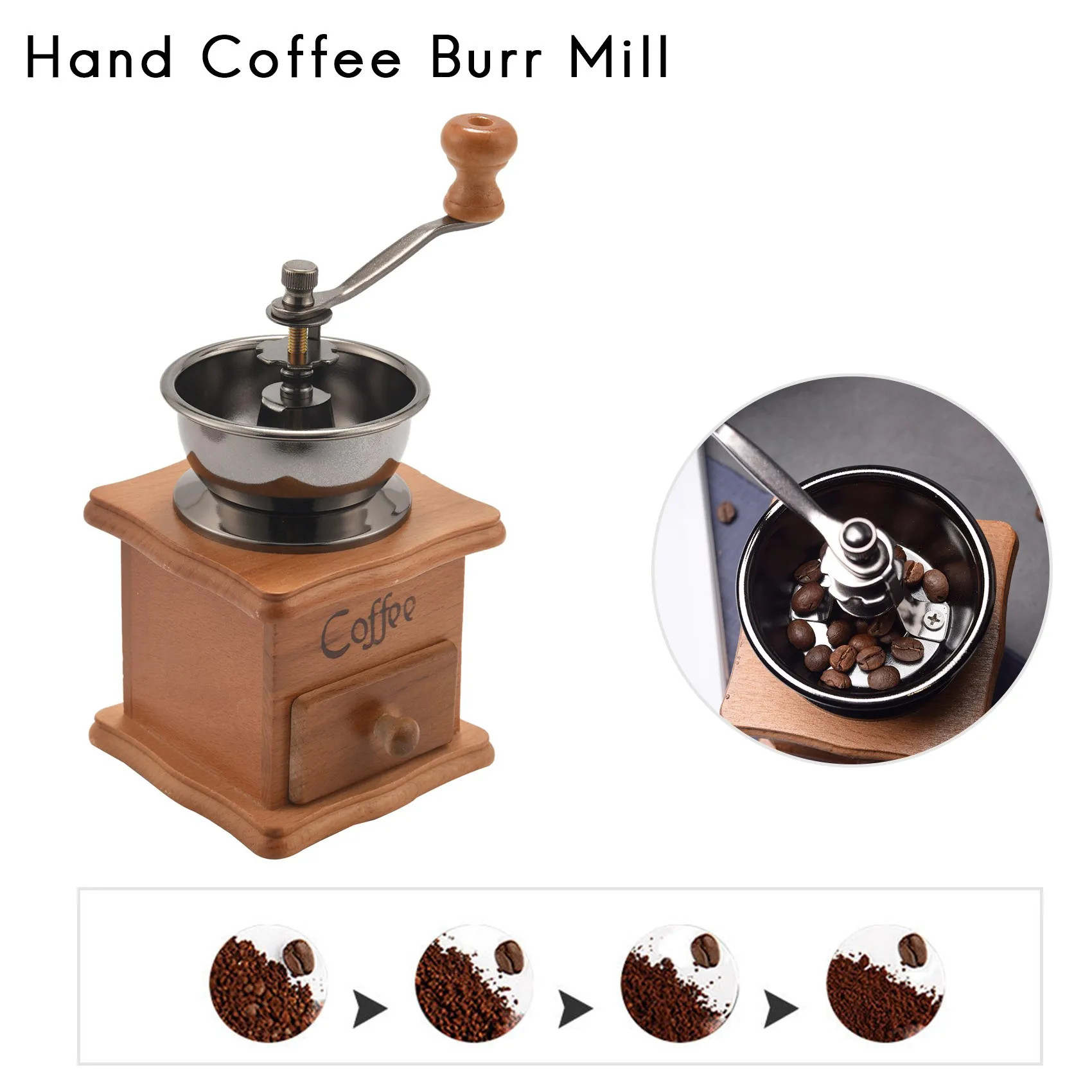 Manual Coffee Grinder, Hand Coffee Beans Grinding Machine, Hand Coffee Burr Mill,Manual Bean Grinder 5