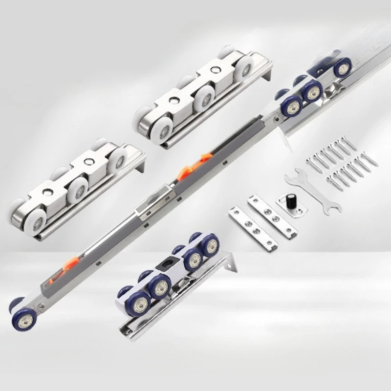 A Pair of Bidirectional Silent Hydraulic er Pulleys, Wood Sliding Doors for Aisle Kitchen, Bearing Capacity 60/80/100/120kg