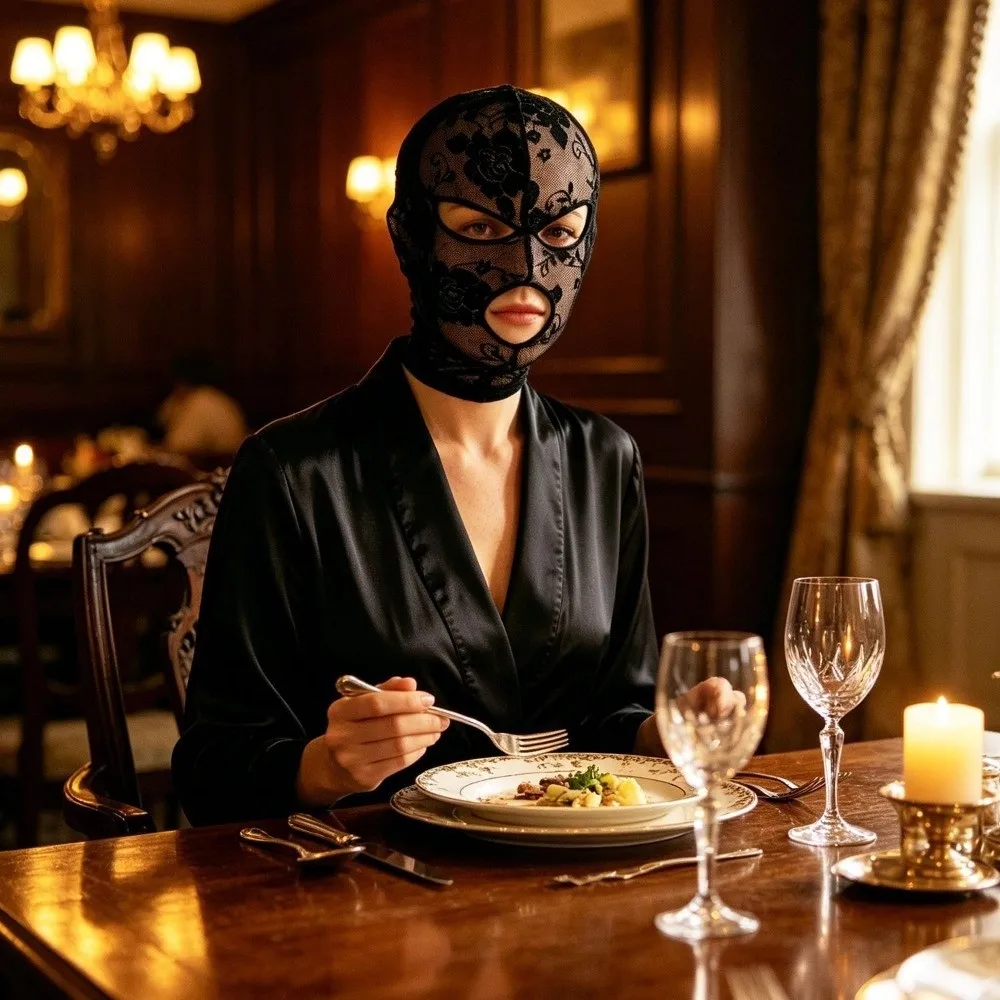 Maschera Integrale in Pizzo Trasparente per Festival, Halloween, Cosplay, Mascherata, Copricapo per Donne - immagine 4