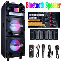 4000W Portable Bluetooth Speaker Dual 10in Sub Woofer Light Sound System with Microphone and Remote 1