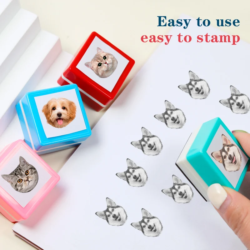 Custom-Made Pet Portrait Stamp DIY For Dog Figure Seal Personalized Cat Doggy Cuztomized Memento Chapter for Bookkeeping self ink stamps