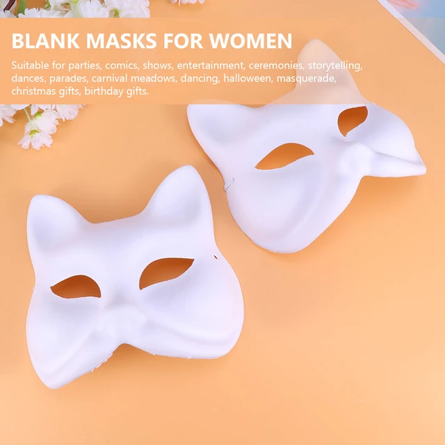  Toyvian Therian Mask Cat Masks Fox Mask Set White Paper Mask  Hand Painted Blank Mask Diy Your Own Mask Cosplay Fox and Cat Animal Mask  DIY Blank Masks Masquerade Accessories 