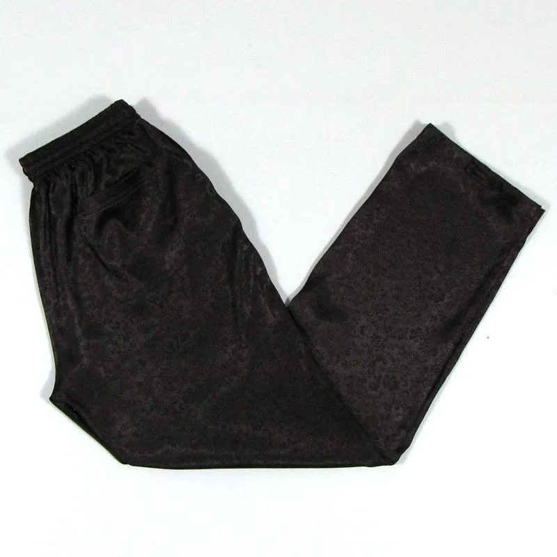 Retro Chinese Style Summer Solid Color Men's Elastic Waist Drawstring Pockets Comfortable Versatile Casual Loose Straight Pants