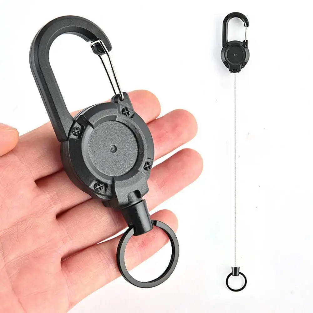 Retractable Key Ring Elastic Steel Wire Rope Snap Hook Clip Portable