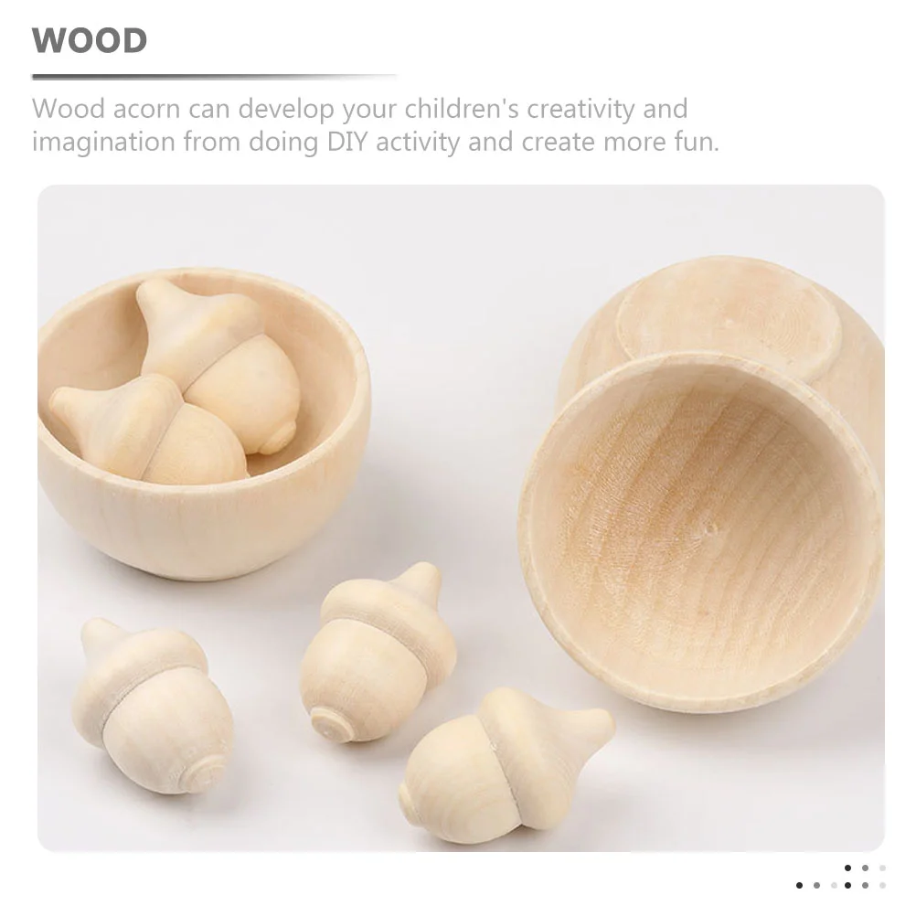 30 Pcs Woody Acorn Wooden Decor DIY Material Color Mini Unfinished Playthings Craft Kitchen Toys Delicate Child Crafts