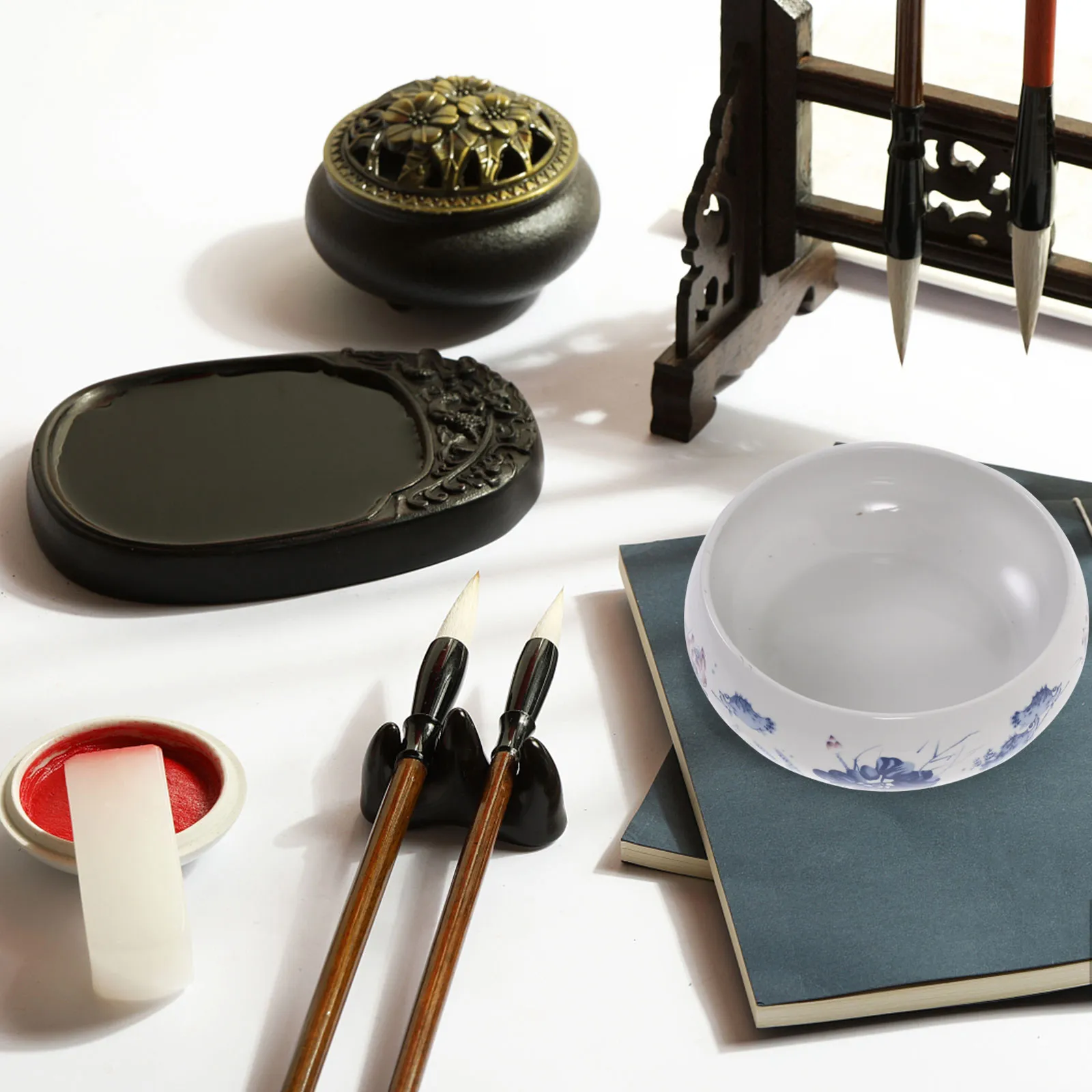 필기용 붓을 위한 프리미엄 세라믹 브러시 세면대 정교하게 제작된 변색 방지 디자인 편리한 붓 세척 도구 창의적인 디자인