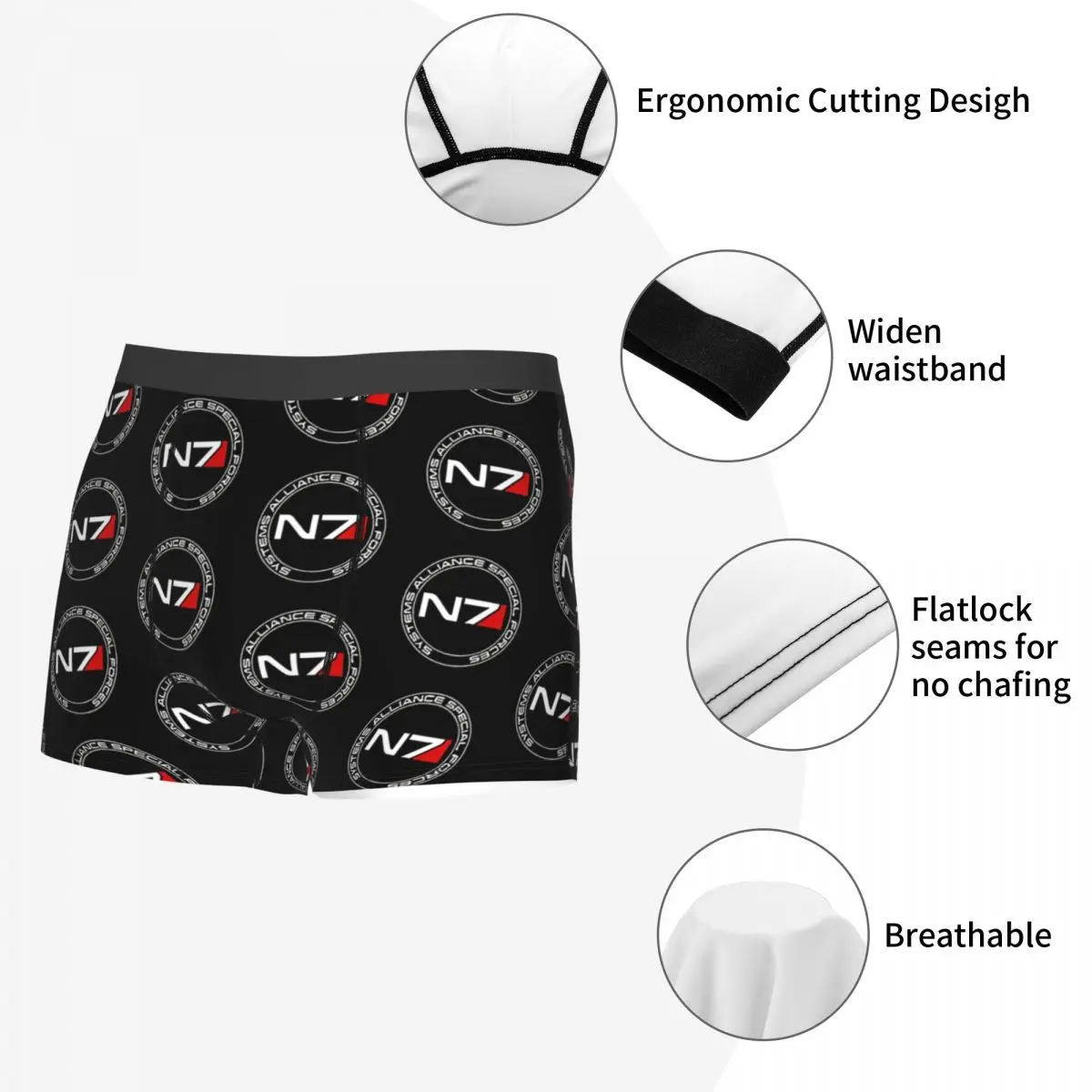 N7 Circle Men Boxer Briefs Underpants Mass Effect Game Highly Breathable Top Quality Sexy Shorts Gift Idea 5
