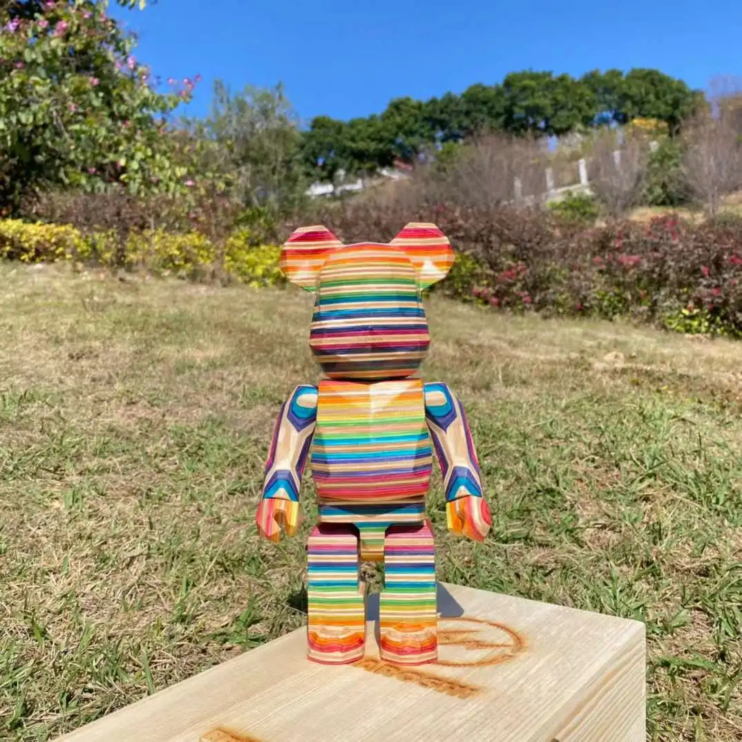 

Rhombus Rainbow Bear Bearbrick Fragment Haroshi Karimoku Vertical Grain Rainbow Skateboard Wood Be@rbrick 28cm Collection Bear