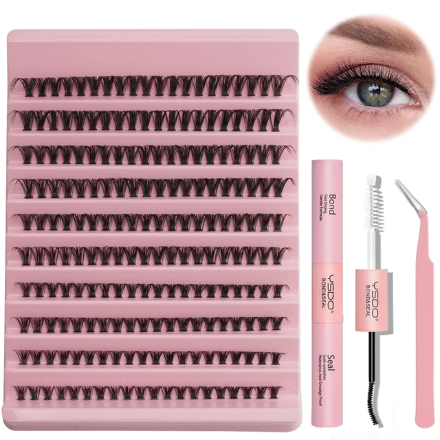 8-16MM Individual Cluster Lashes Set Natural Faux Mink Lashes Reusable DIY Tray Lash Extension Thick Volume False Eyelashes Kit