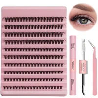 8-16MM Individual Cluster Lashes Set Natural Faux Mink Lashes Reusable DIY Tray Lash Extension Thick Volume False Eyelashes Kit