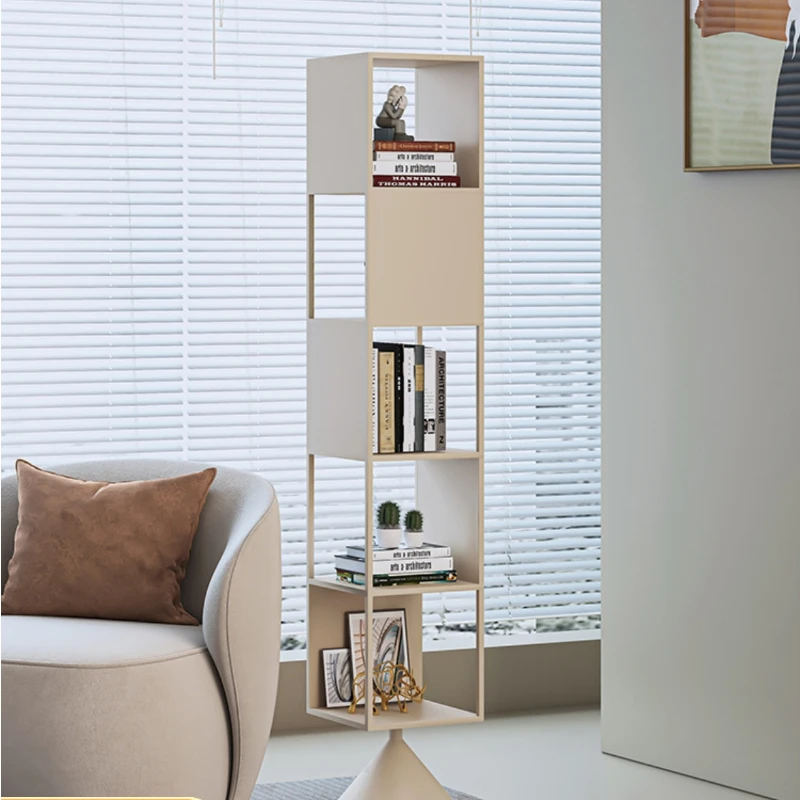 Nordic rotating bookshelf shelf floor to ceiling corner living room