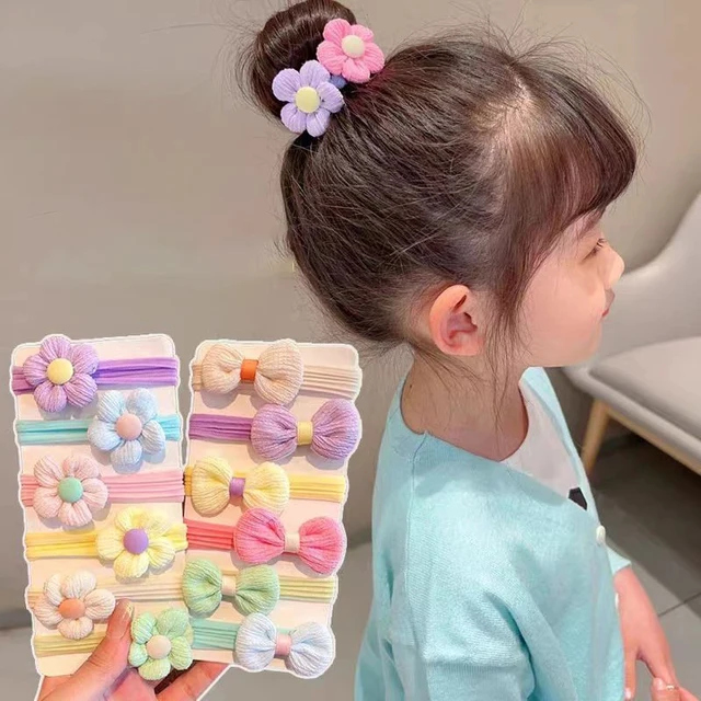 12PCS Flower Bow Hair Ties for Girls and Women - Image 2