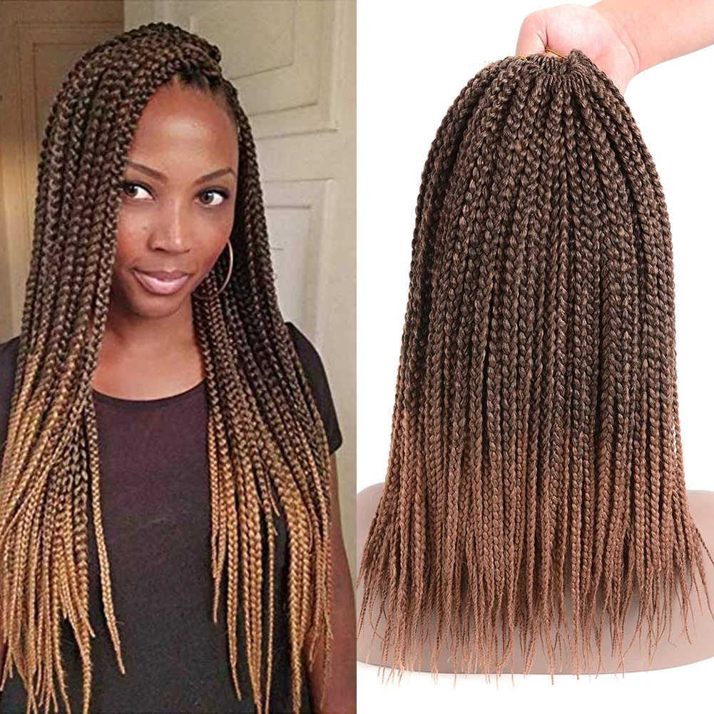 

Synthetic Box Braids Crochet Hair Braiding Pre-Looped Crotchet Box Braids 22 Strands/Pack 3X Heat Resistant Fiber Hair T1B/27