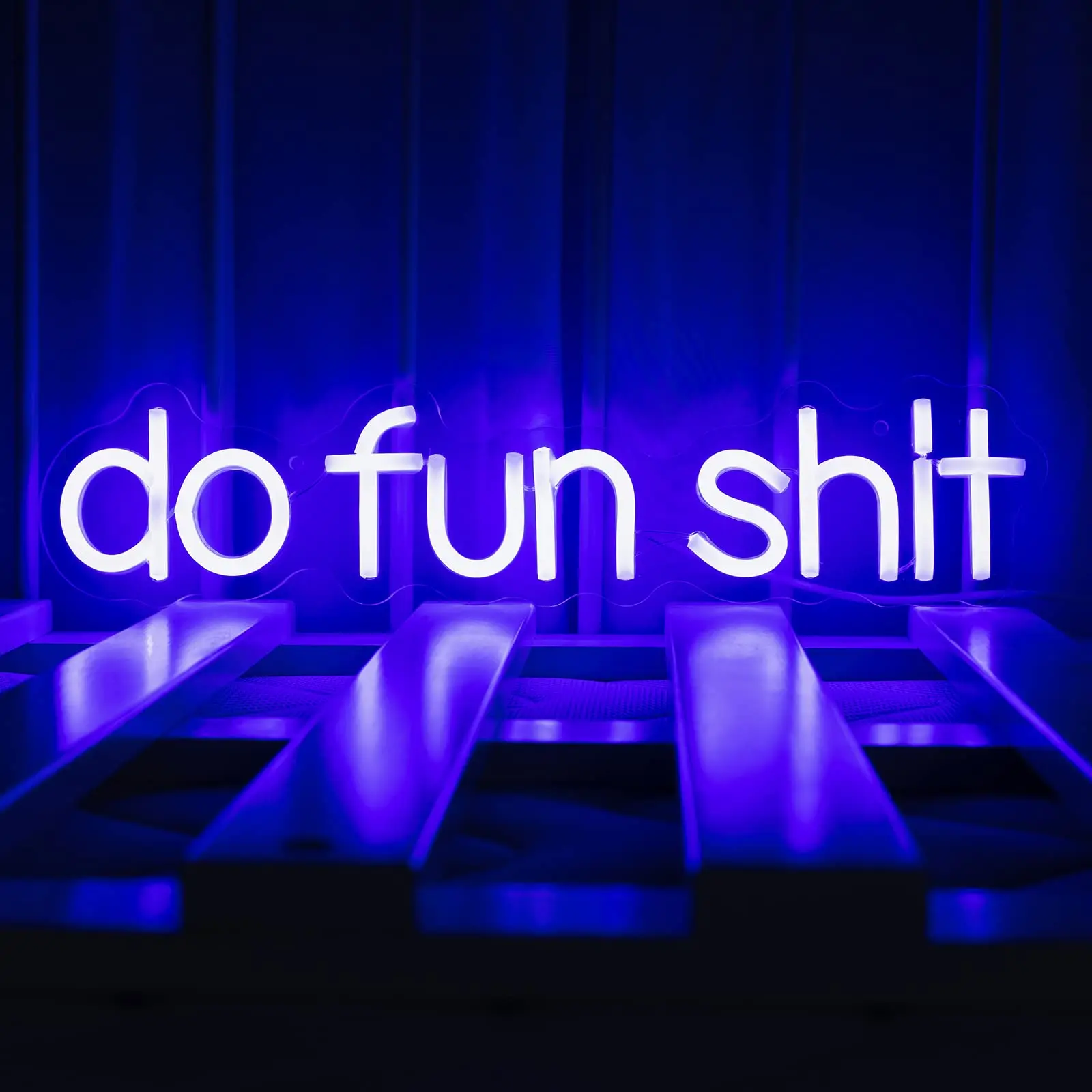 

Неоновая надпись с надписью «Do Fun, дерьмо», голубая надпись, неоновая лампочка для спальни, игровой комнаты, клуба, бара, свадьбы, вечеринки, Рождества