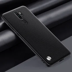 Elegant PU Leather Matte Silicone Shockproof Phone Case for OPPO A11X (Matte Black)