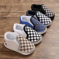 Classic Baby Boys Girls Plaid Canvas Shoes Non Slip Soft Bottom Board Shoes Lightweight Comfortable Outdoor Toddler Shoes 1