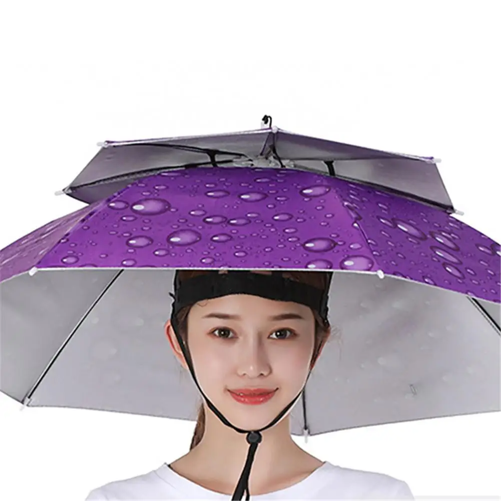 Umbrella Hat Double-layer Foldable Rain Sun Shade For Fishing Camping