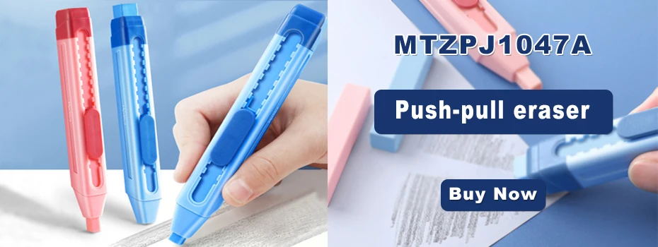 Deli Erasers Pen Retractable Press Pencil Rubber Correction Supplies School Stationery Erasers for Kids Soft Art Eraser Pen cute