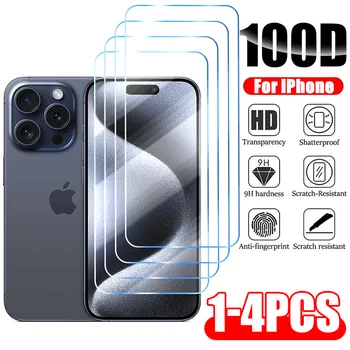 1-4PCS Tempered Glass for iPhone 11 12 13 14 15 Pro XR X XS Max Screen Protector on for iPhone 15 Pro Max Mini 7 8 Plus SE Glass