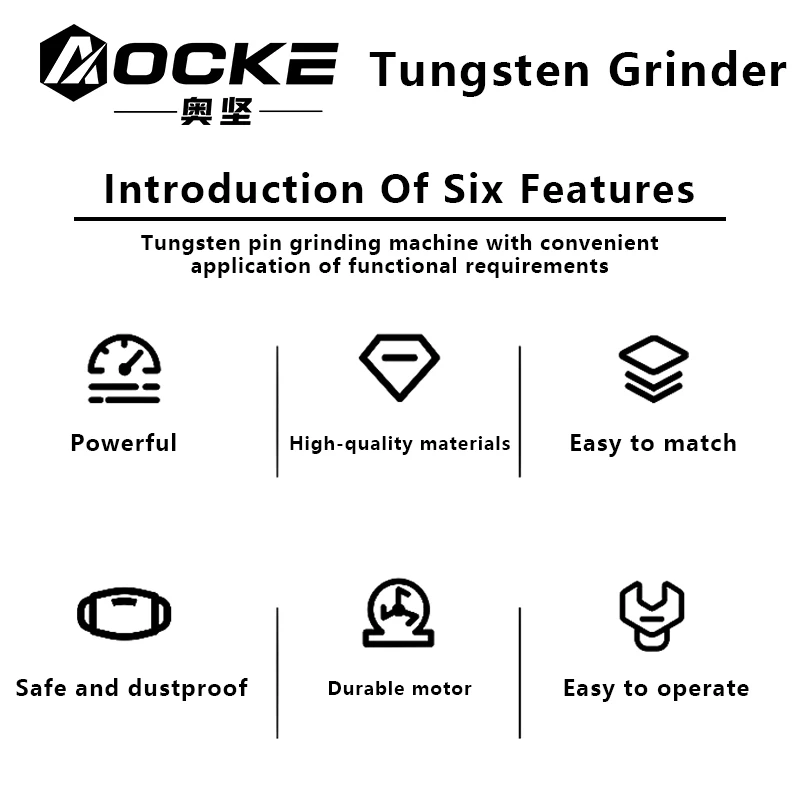 AOCKE Electric Handheld Tungsten Electrode Grinder 220V Dustproof Portable Tungsten Sharpener for Electrode Welding 15° 30° 45° 2