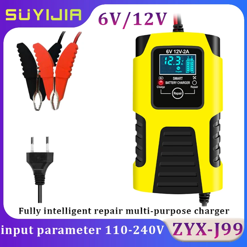 

Lead-acid Charger ZYX-J99 12V Car Battery Charger Pulse Repair LCD Display Smart Fast Charging Deep Cycle Gel Car and Motorcycle