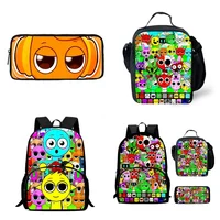 Cartoon Sprunki Child Backpack with Front Pocket,Lunch Bags,Pencil Bags for Aged 5-10,School Bags for Boys Girls